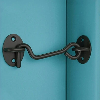 1Pc 8.5Cm/11.5Cm/16.5Cm Black Stainless Steel Bathroom Door Lock Hook, Retro Room Door Lock Bolt, Simple Sliding Door Bucket Bolt, Suitable For Cabinet Doors, Showcases, Bathrooms, Entrance Doors, Dormitories, Home Decoration