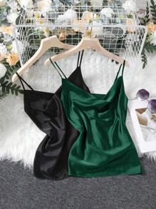 SHEIN Clasi Women Plain Simple Casual Everyday Tank Top - Green - View 1