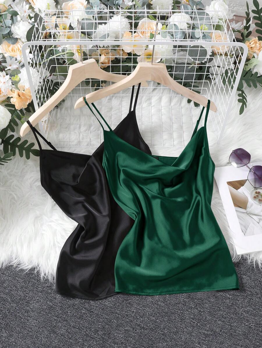 SHEIN Clasi Women Plain Simple Casual Everyday Tank Top - Green - View 1