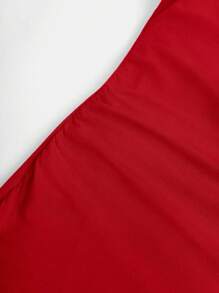 SHEIN Girlism 少女聚会紧身鱼尾下摆纯色休闲优雅吊带红色中长连衣裙，情人节装 - 紅色 - 查看 3