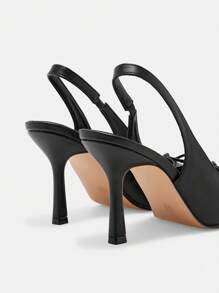 CUCCOO CURVES Plus Size Women's Bow Decor Casual High Heel Pumps Spring Shoes Spring Break Easter - Black - View 5
