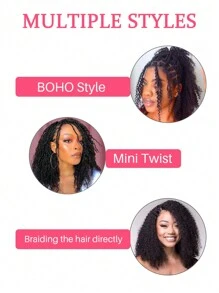 9 PCS Kinky Curly Bulk Braiding Hair 100% Human Hair Extension For Micro Twist BOHO Braids Knotless Braids Crochet Human Hair Natural Black No Weft 198g - Natural Black - View 4