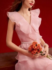 MOTF PREMIUM ROBE AVEC GARNITURE VOLANTÉE EN ORGANZA