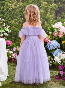 SHEIN Young Girl Fern Glow Stylish & Elegant Party Dress