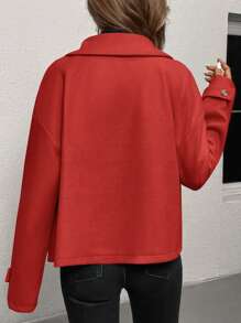 SHEIN Clasi Áo croptop nữ kiểu dáng giản dị, thời trang tối giản, phù hợp mặc hàng ngày. - Đỏ - Xem 2