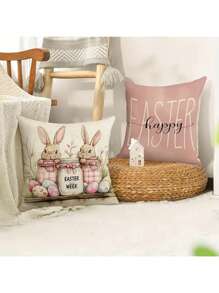 4 Paquetes de Fundas de Almohada con Estampado Rústico Campestre Estilo Easter & Spring, de Poliéster, Lavables a Máquina, Decorativas con Cremallera para Cojines de Sofá, 17.72x17.72 pulgadas, para Decoración del Hogar y Fiestas - Multicolor - Ver 4