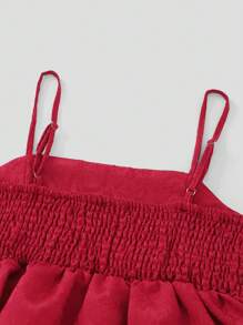 SHEIN Explorewe Jacquard-Unterhemd mit Blumenmuster für Teenager-Mädchen, elegant und locker, bequem, anmutig und weich, geeignet für Freizeit und Urlaub - Rot - Übersicht 3