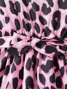 SHEIN Robe à manches lanternes avec imprimé léopard pour jeune fille