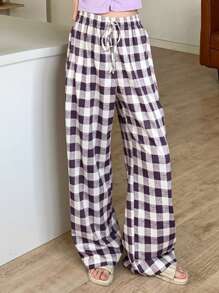 DAZY 简约格子女士春季睡裤