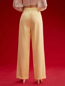 MOTF PREMIUM FLORAL EMBROIDERY TAILORED SUIT PANTS,SPRING/SUMMER - Yellow - View 8