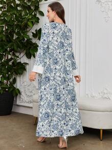 Al Najma 女士休闲宽松连衣裙，优雅，适合日常穿着和度假 - 藍色 - 查看 2