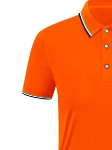 Men's Solid Color Polo Shirt, Short Sleeve, Casual & Fashion For Everyday Wear