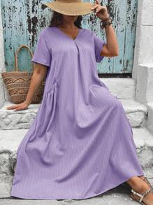 SHEIN VCAY 大码宽松口袋设计女式夏装