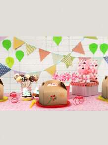 SHEIN 20 Stücke Moretoes Süßigkeitenboxen, 6 x 3,5 x 3,5 Zoll braune Geschenkboxen mit Griff, braune Papier-Partygefäße für Süßigkeiten, Cupcakes, Kekse - Verschiedenfarbig - Übersicht 2