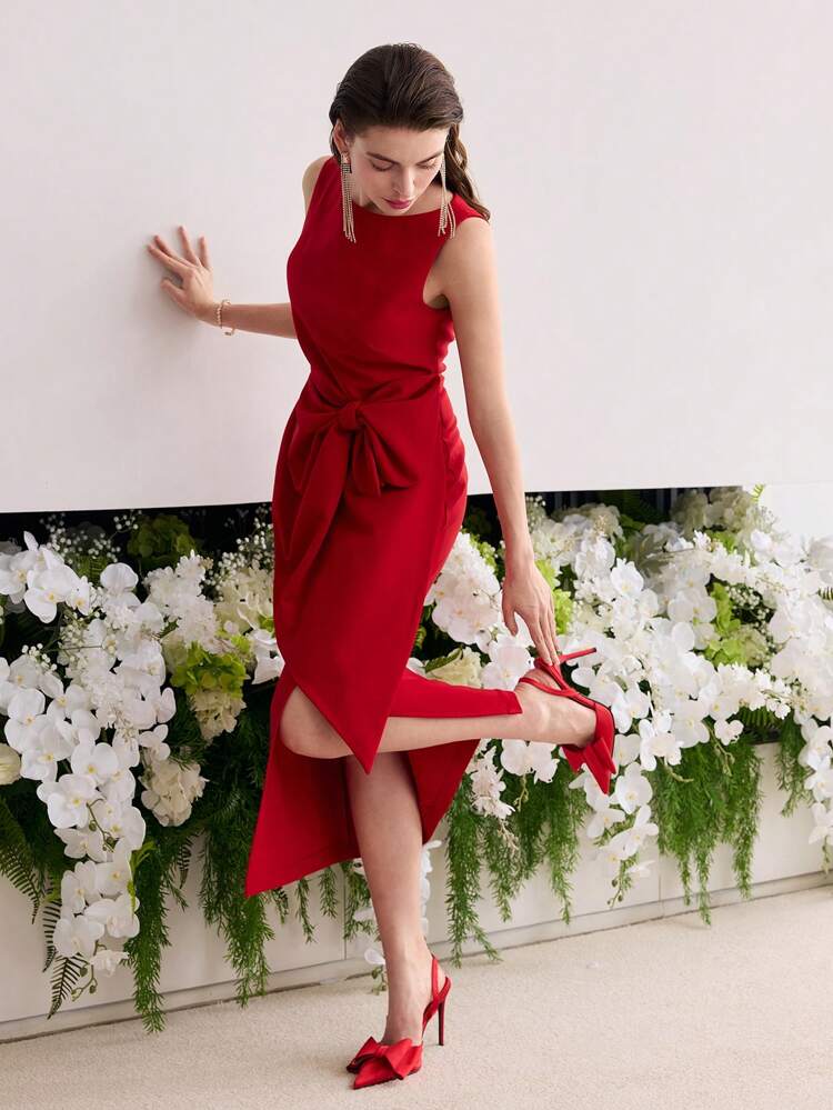 MOTF Soiréza BOW DECOR THIGH SLIT DRESS