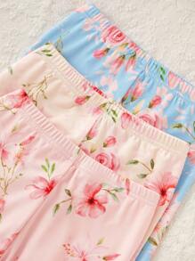6 件套年轻女孩花卉印花紧身长袖上衣和裤子睡衣套装，多色 - 彩色 - 查看 8