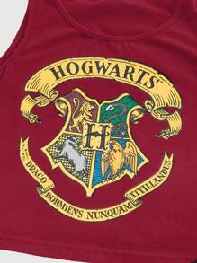 Harry Potter | ROMWE Hogwarts Badge Print Slim Fit Minimalist Versatile Sports Tank Top