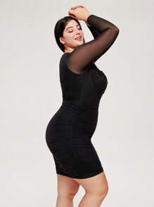 LUVLETTE Plus Black Smoothing High-Rise Waist Elegance Shaping Boyshorts Comfortable Shapewear Tummy Control Antiexposure Panties - Black - View 6