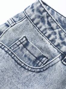 FRIFUL 女式休闲宽松大口袋牛仔裤 - 藍色 - 查看 8