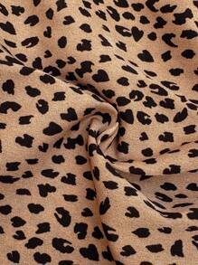 SHEIN Maternity Leopard Print Loose Shorts With Drawstring Waist - Khaki - View 7