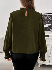 SHEIN Frenchy Plus Size Women's Casual Solid Color Shirt, Autumn/Winter