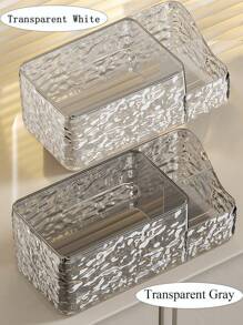 1pc Luxury Water Ripple Tissue Box Holder – Creative Multifunctional Storage Organizer For Living Room, Desk, Vanity & Office – Square Plastic Cube Design With Side Compartments For Tissues, Remote Controls, Makeup, Essentials – Stylish Home Decor For Toilet Table, Nightstand, Bedroom, Bathroom - Multicolor - View 6