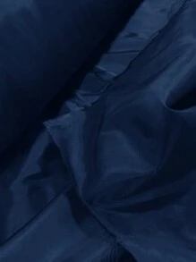 EURMUSE Fashionable Solid Color Belt Decorated Cropped Motorcycle Jacket - Navy Blue - View 7