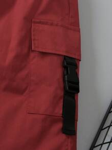 SHEIN 年轻男孩街头风格短袖圆领T恤，酷炫工作服拼布背心，宽松短裤3件套，舒适时尚春夏卡其色年轻男孩套装绿色年轻男孩套装