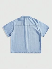 ROMWE MEN Street Life Men's Casual Washed Denim Top With Star Applique And Frayed Edge - Bronze - View 2