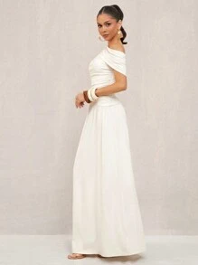 Lumalex Frühlingsausflug Sommerurlaub Bohemian BOHO Meer Strand Heiße Outdoor-Hochzeitssaison Bankett Zeremonie zum Erwachsenwerden Strand Meeresküste Hochwertiges Damenkleid für Hochzeit/Eid Al-Fitr Einfarbig mit asymmetrischem Ausschnitt