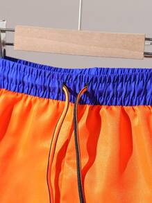 (2 Packs)Young Boys Boys' Drawstring Contrast Color Swimming Trunks