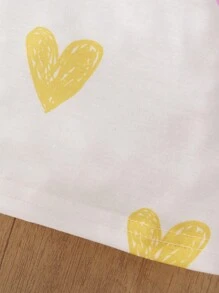 女孩彩色心形印花圆领泡泡袖超大可爱 T 恤，适合情人节