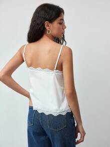 MOTF STUDIO DÉBARDEUR MOTIF NŒ UD PERLE EN DENTELLE CONTRASTÉ - Blanc - Voir 5