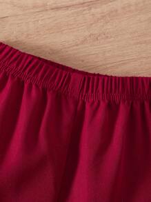 男宝宝纯色开衫背心+配套裤子套装，简约风格，无图案设计，适合春秋季休闲出游、居家温馨、轻松聚会 - 紅色 - 查看 4