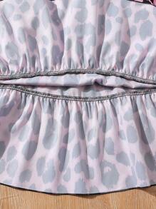 SHEIN Robe à manches lanternes avec imprimé léopard pour jeune fille