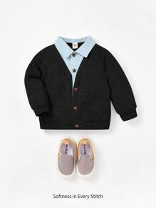 Cozy Pixies Baby Boy Casual Versatile Color Block 2 In 1 Cardigan Top - Multicolor - View 1