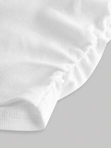 SHEIN Girlism 少女纯色褶皱短袖 T 恤和褶皱腰工装裤 2 件套