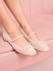 CUCCOO DOLLMOD Women's Red Plaid Square Toe Mary Jane Flat Shoes, Campus Style Cute Low Heel Spring Shoes Spring Break Easter - Pink - View 1