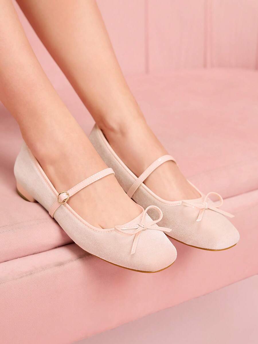 CUCCOO DOLLMOD Women's Red Plaid Square Toe Mary Jane Flat Shoes, Campus Style Cute Low Heel Spring Shoes Spring Break Easter - Pink - View 1