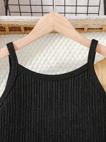 SHEIN Leap Crew Teen Girl Textured Strap Top And Geometric Wave Pattern Shorts Casual 2 Pieces Set - Multicolor - View 4