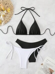 Swim Basics 3 件套女士沙滩装、夏季海滩度假泳装套装 - 黑色 - 查看 1