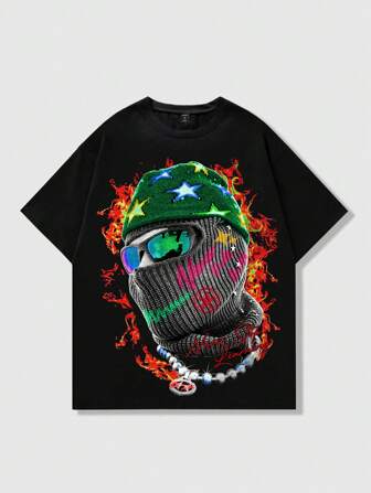 Street Life Camiseta de manga corta con estampado de ángel para hombre, adecuada para uso diario en primavera/verano