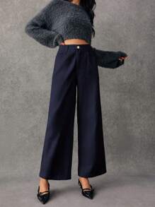 Poéselle 女士休闲裤，简约时尚，适合日常穿着 - 藏蓝色 - 查看 1