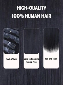 Seamless Clip Ins 7 piezas Extensiones de cabello humano de inserción invisible con clip liso Yaki 1B# 110g/130g/150g, cabello completo con PU sin costuras - S1B - Ver 5