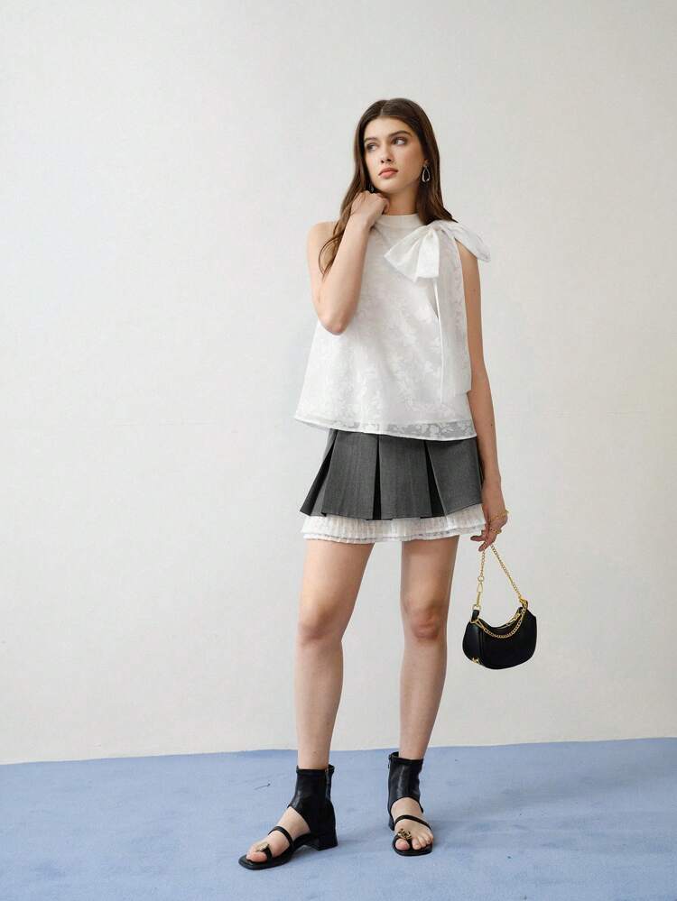 MOTF STUDIO CONTRAST LACE PLEATED SKIRT,VALENTINE'S DAY,SPRING/SUMMER