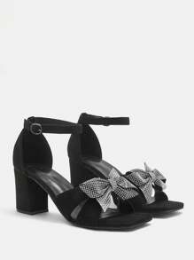 CUCCOO CURVES 大码女式黑色踝带经典时尚舒适高跟凉鞋春季鞋春假复活节