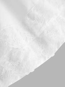 Girlism 少女清纯女孩白色蕾丝高腰荷叶边下摆 A 字迷你裙，休闲少女风，适合春夏、新年、情人节 - 白色 - 查看 4