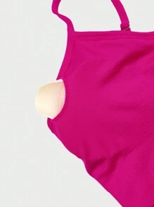 Casual Solid Color Padded Sports Bra