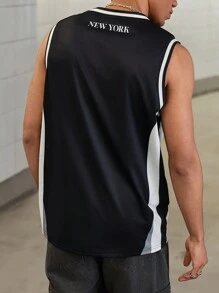 PAVTROS Men's Casual Contrast Color Letter Print Camisole - Multicolor - View 2