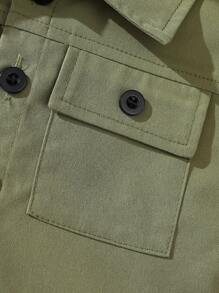 Conjunto de camisa e shorts sem mangas verde militar unissex para bebês/crianças pequenas, estilo casual simples, tecido macio e confortável, adequado para férias, viagens, escola, reuniões diárias, esportes, primavera/verão - Verde - Ver 6